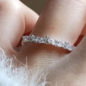 Marquise and Round Cut Eternity Moissanite Wedding Band Anniversary Band Ring Vintage Moissanite Ring Solid Gold Half-Eternity Wedding Band