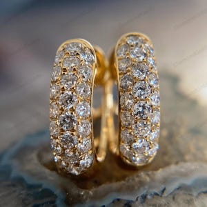Moissanite Diamond Hoop Earring, 14K Solid Gold Diamond Hoop, Bridal Hoop Earring, Graduation Gift for her, Bridesmaid Diamond Hoop