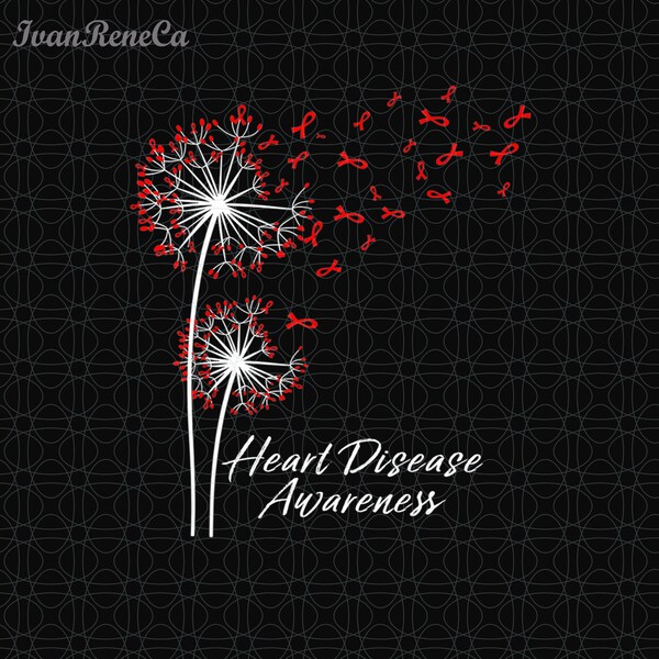 Dandelion Go Red Ribbon Heart Disease Awareness Month Png, Heart Warrior Png, Red Ribbon Png, Chd Awareness Png, Anatomical Heart Png