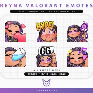 XXL STREAM PACKAGE Reyna Valorant Emotes, Panels and Sub-/bit-badges