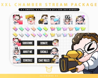 XXL STREAM PACKAGE Chamber Valorant Emotes, Panels and Sub-/Bit-Badges | Twitch Emotes (6), Twitch Panels (6) and Sub Badges Package (24)