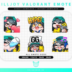 VALORANT KILLJOY EMOTES (6) | Zucken | Discord | YouTube | | Niedliche Chibi Killjoy Emoji Emote Pack | Wertigkeit