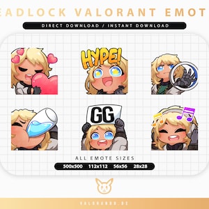 VALORANT DEADLOCK EMOTES (6) | Twitch | Discord | YouTube | Streaming | Cute Chibi Deadlock Emoji Emote Pack | valorando