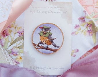 Robin hood Birdie Wooden Magnetic Needle Minder | Eco-friendly responsibly sourced wood | Scissors Keep