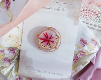 Yozakura (夜桜) Dried Flower Resin Magnetic Needle Minder | Cherry Blossom | Scissors Keep | Handmade Needle Minder