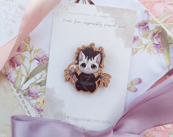 The Scissorhands Cat Wooden Magnetic Needle Minder | Eco-friendly responsibly sourced wood | Scissors Keep | Tim Burton