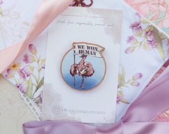 Emu 'We Won, Human' Wooden Magnetic Needle Minder | Eco-friendly responsibly sourced wood | Scissors Keep | Aussie Animal