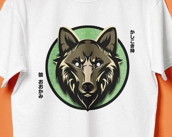 Wolf Totem T-Shirt, Anime Japanese Design, Nature Camping Tee