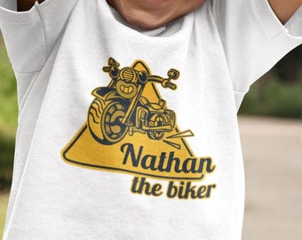 Personalized Motorbike Birthday T-Shirt, Custom Name & Age