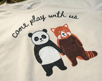 Red Panda and Panda Holding Hands T-shirt | The Shining Movie Quote