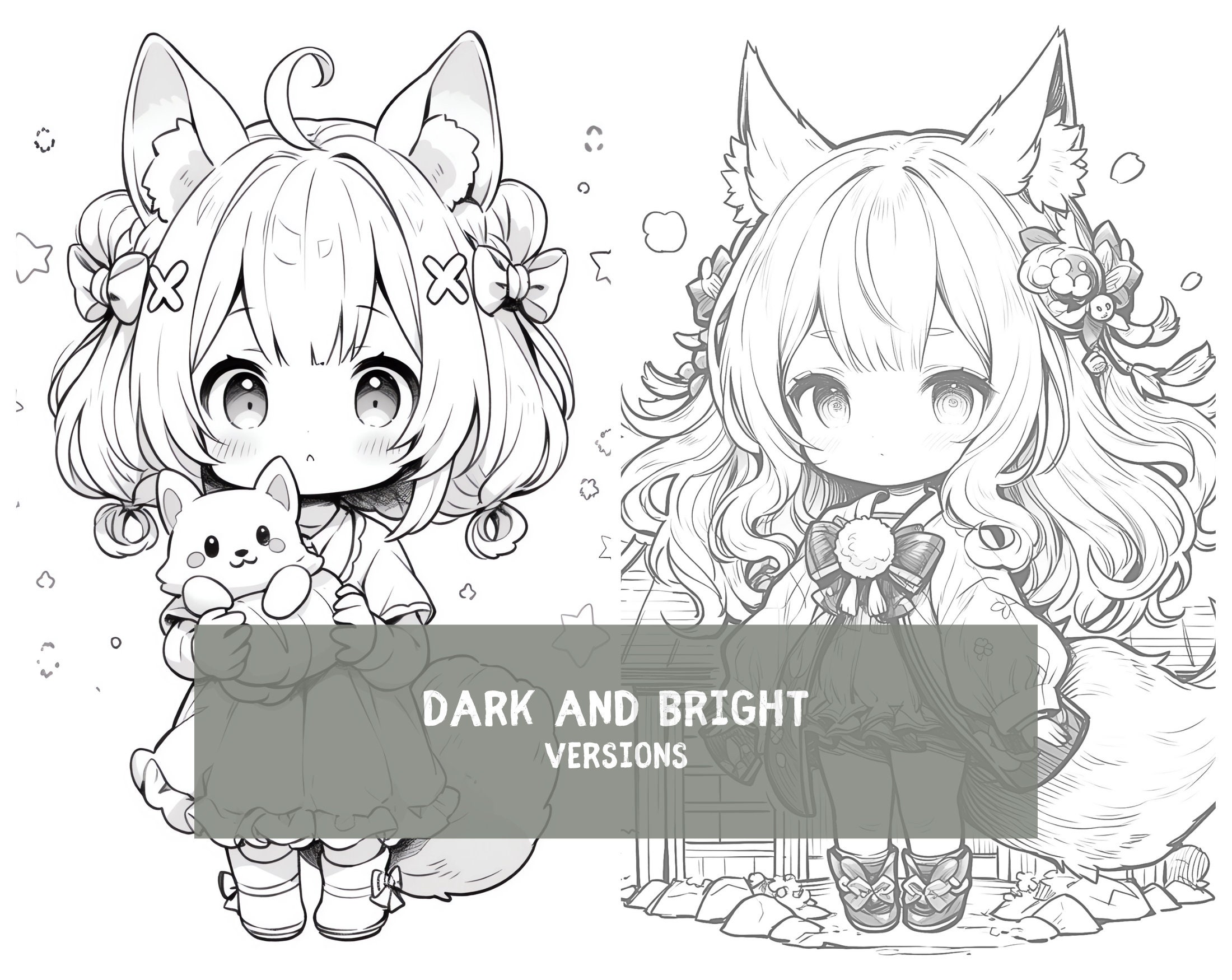 20 Fox Girl Fantasy Kawaii Coloring Pages Part 1 Printable Adult ...