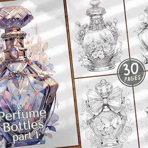 30 Perfume Bottles Part 1 Digital Coloring Book Bottles Perfume Coloring Pages Colouring Sheet PDF