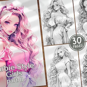 30 Barbie Style Girls Part 2 Digital Coloring Book Fashion Girls Coloring Pages Barbie Beautiful Style Girls PDF
