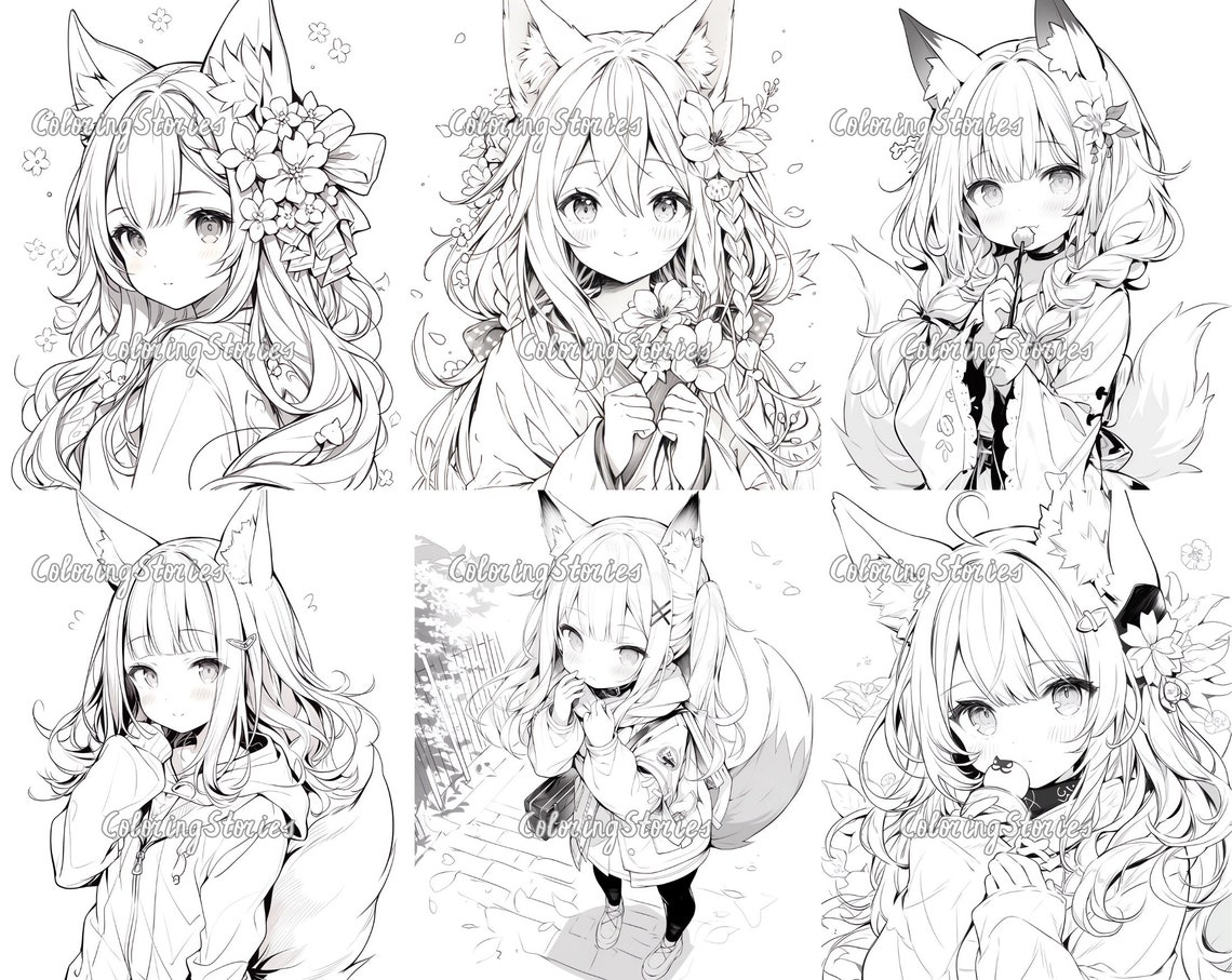 20 Fox Girl Fantasy Kawaii Coloring Pages Part 5 Printable Adult ...