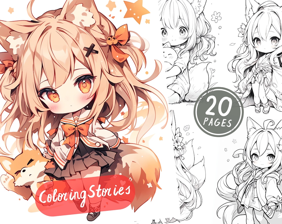 Cute Red Fox Coloring Book : Fox Coloring Pages For Boys and Girls, image size:1080x859