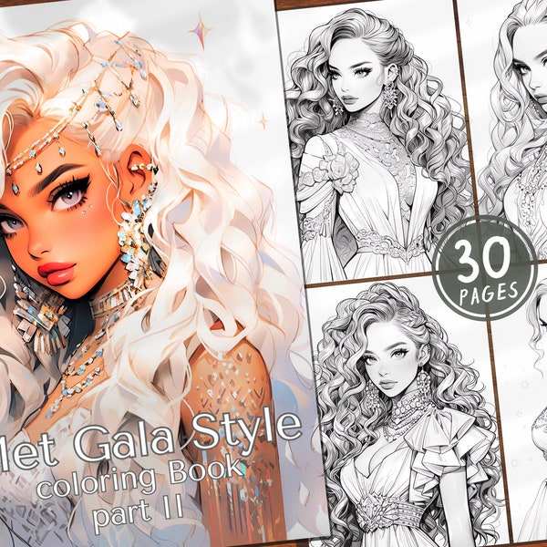 30 Met Gala Style Part 2 Digital Coloring Book Fashion Girls Coloring Pages Fashion Women MetGala Style  Girls PDF