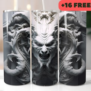 3D Tumbler Diablo Monster 20 oz Skinny Tumbler Diablo Sublimation Design Template  Straight Design Digital Download PNG