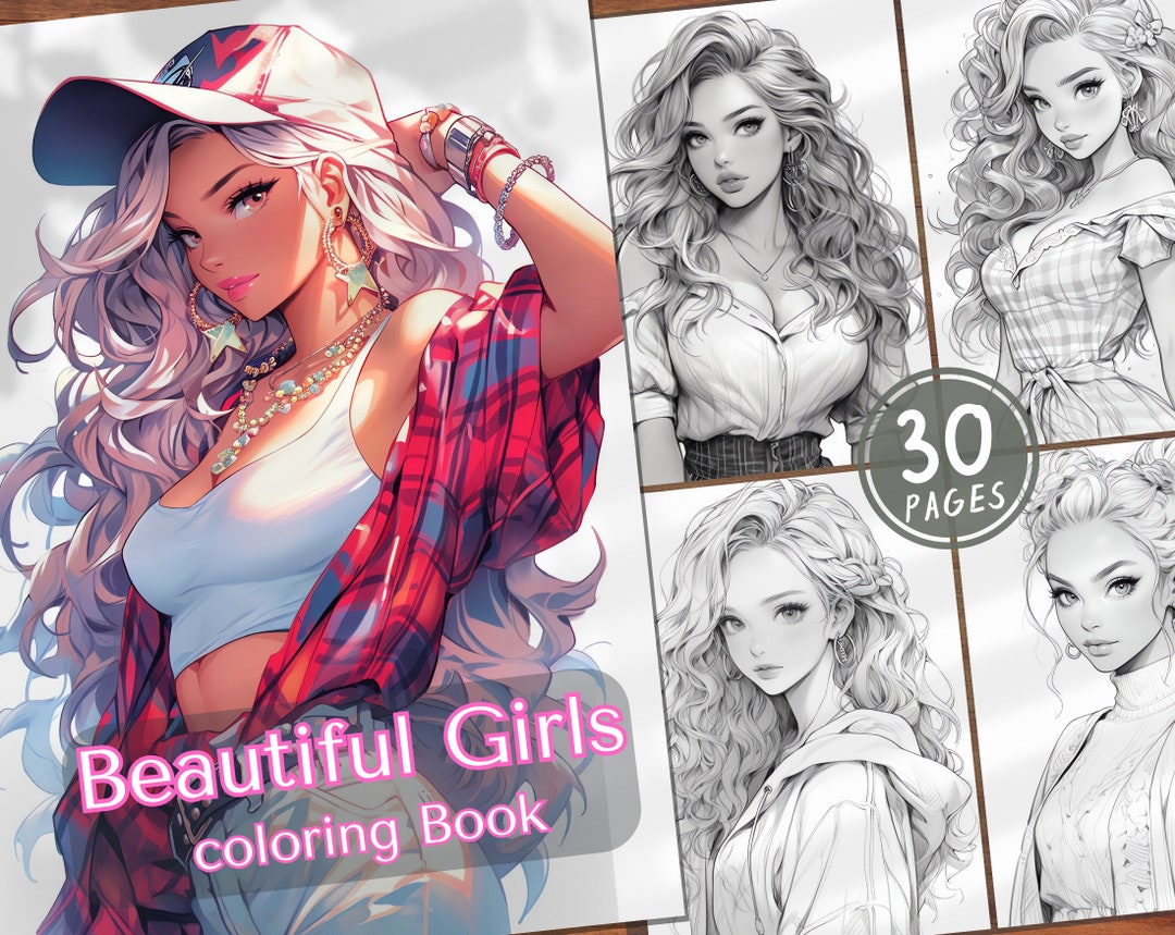 30 Beautiful Girls Digital Coloring Book Fashion Girls Coloring Pages ...