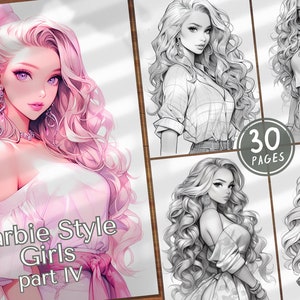 30 Barbie Style Girls Part 4 Digital Coloring Book Fashion Girls Coloring Pages Barbie Beautiful Style Girls PDF