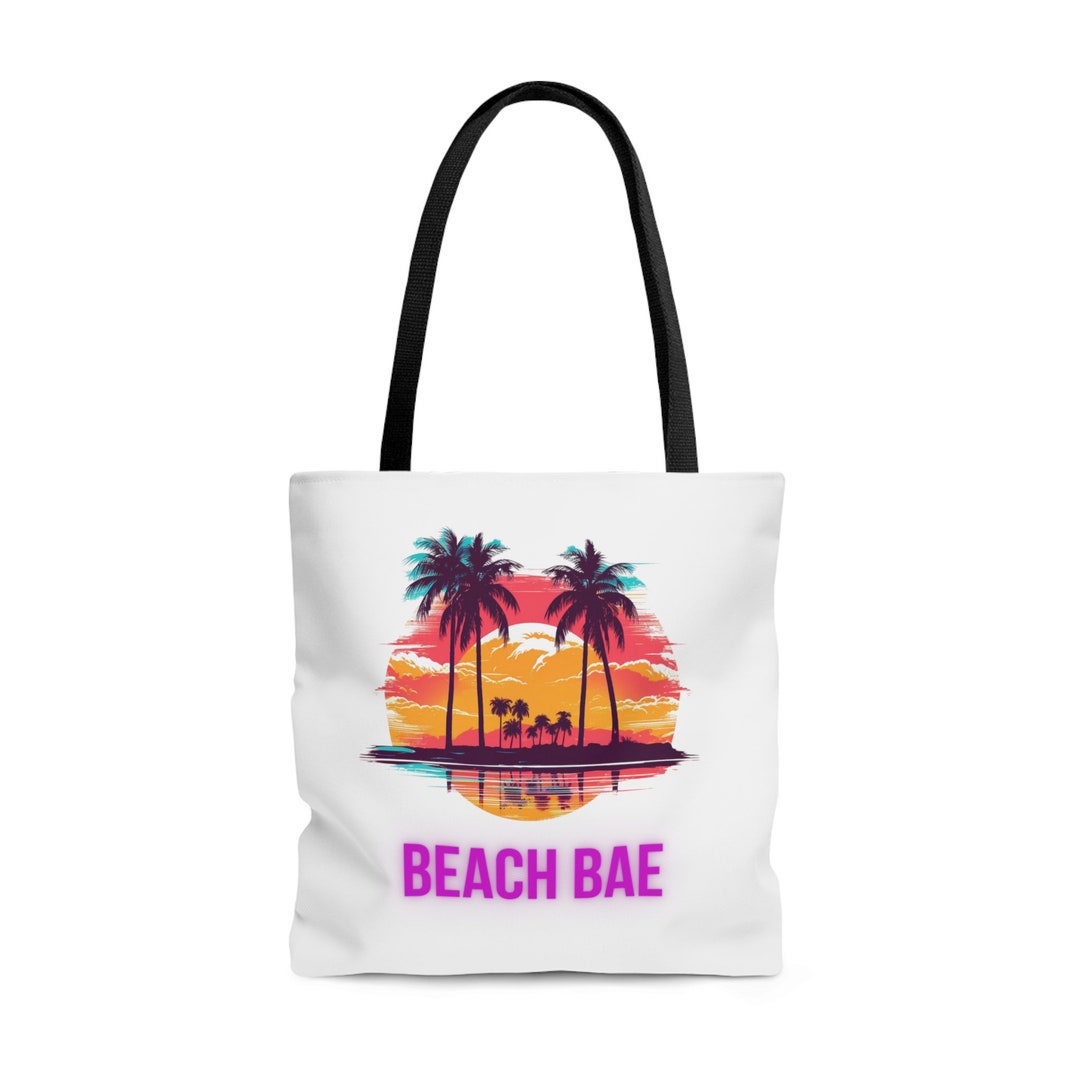 Summer Time Beach Bag Beach Tot Bag Palm Tree Carry Bag Beach - Etsy