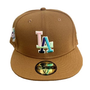 Los Angeles Dodgers Hat 7-1/2 New Era 59FIFTY Fitted 7 1/2 Tan Brown Floral NEW