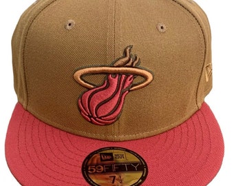 Miami Heat Hat 7-1/2 New Era 59FIFTY Cap Brown Red 7 1/2 NBA NEW