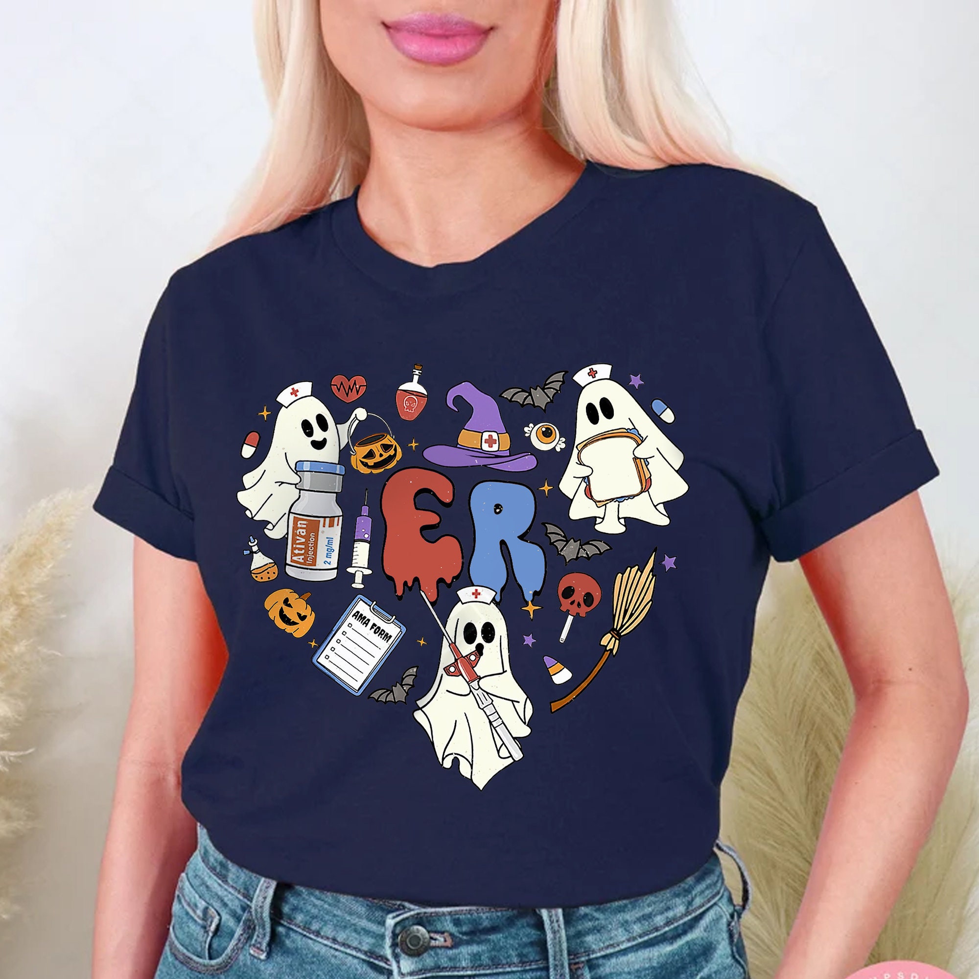 Discover Halloween ER Nurse Shirt, Halloween Nurse Shirt,ER Boo Crew Funny ER Ed Nurse Tech Shirt,Emergency Room Rn Tshirt, Emergency Department Gift