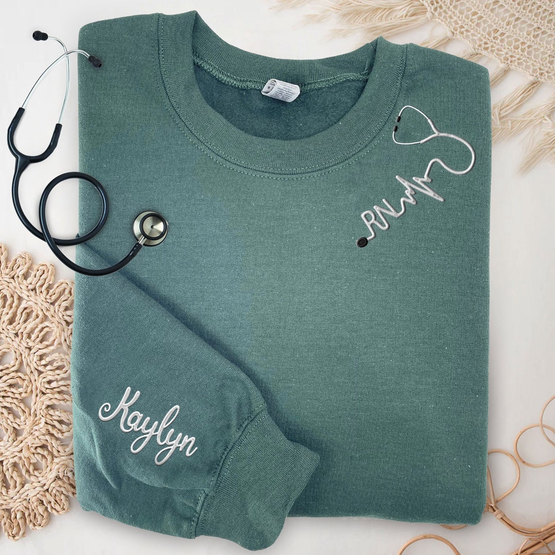Custom Embroidered Rn Nurse Sweatshirt, Rn Sweatshirt, Embroidered