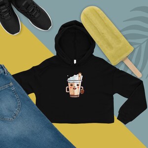 Women's Crop Hoodie, Hot Chocholate, Women's hoodie, Fun, Mom, Mom's, Cartoon