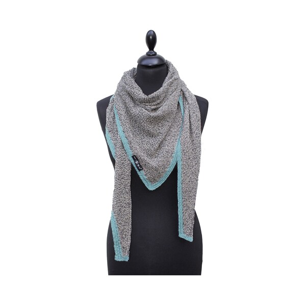 Gebreide driehoek sjaal, omslagdoek, turkoise. Deze unieke sjaal is alleen bij Miysu verkrijgbaar!