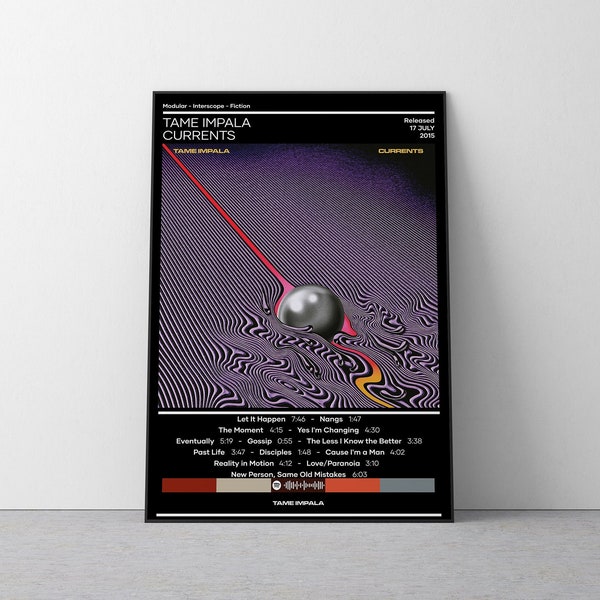 Tame Impala Poster | Currents Poster | Rap Music Poster | Album Cover Poster | Music Poster Gift | Wall Decor | 4 Color | Home Decor