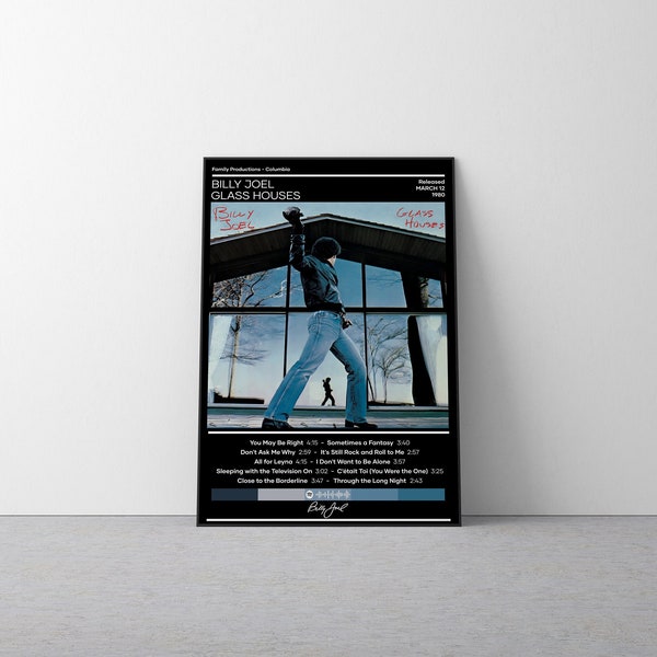 Billy Joel Poster | Glass Houses Poster | Music Poster | Album Cover Poster | Music Poster Gift | Wall Decor | 4 Color | Room Decor