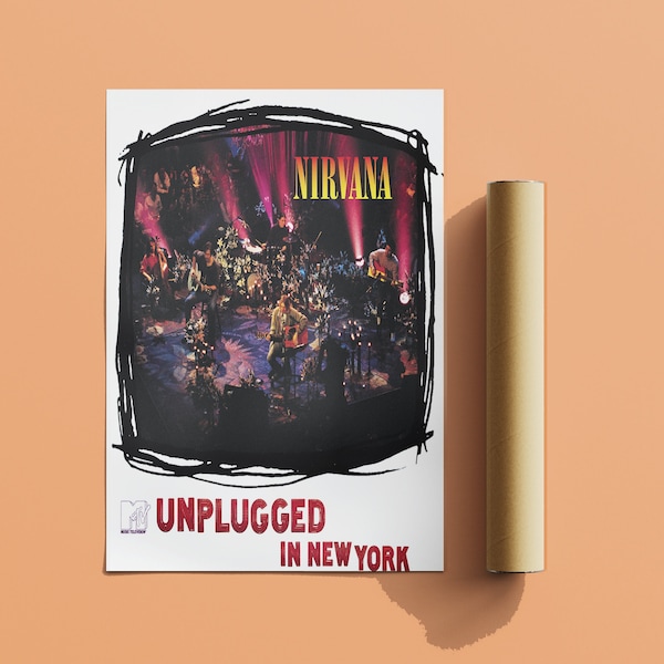 Cartel de Nirvana / MTV Unplugged en cartel de Nueva York / Cartel de concierto / Cartel de portada del álbum / Regalo de cartel de música / Decoración de pared / Cartel de música rock