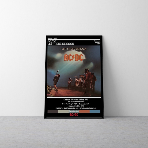 AC/DC Poster | Let There Be Rock Poster | Metal Music Poster | Album Cover Poster | Music Poster Gift | Wall Decor | 4 Color | Room Decor