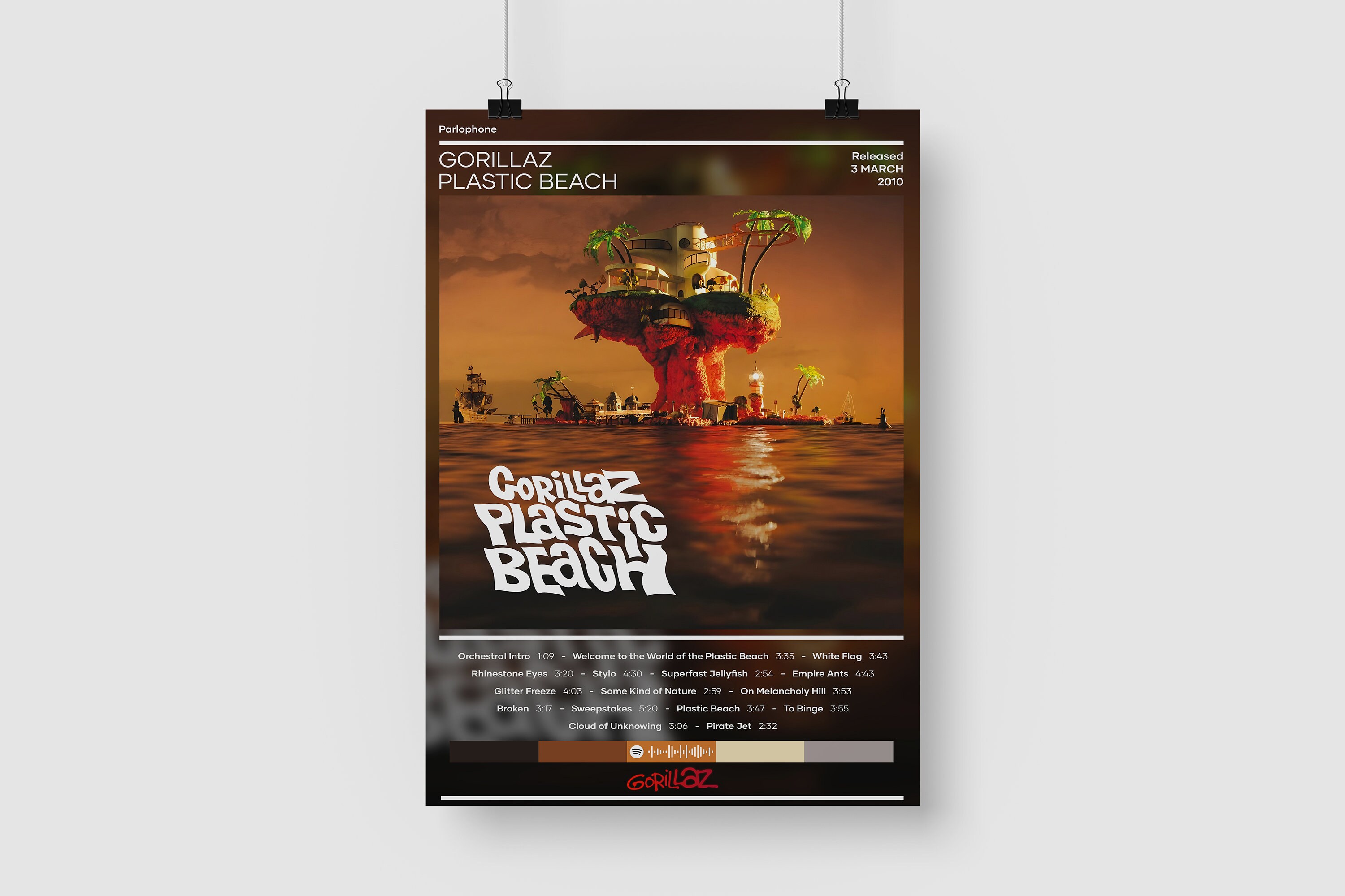 Discover Gorillaz Poster | Plastic Beach Poster | Rock Music Poster | Album Cover Poster