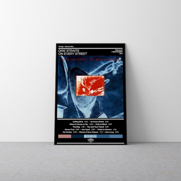 Dire Straits Poster | On Every Street Poster | Rock Music Poster | Album Cover Poster | Music Poster Gift | Wall Decor | 4 Color | RoomDecor