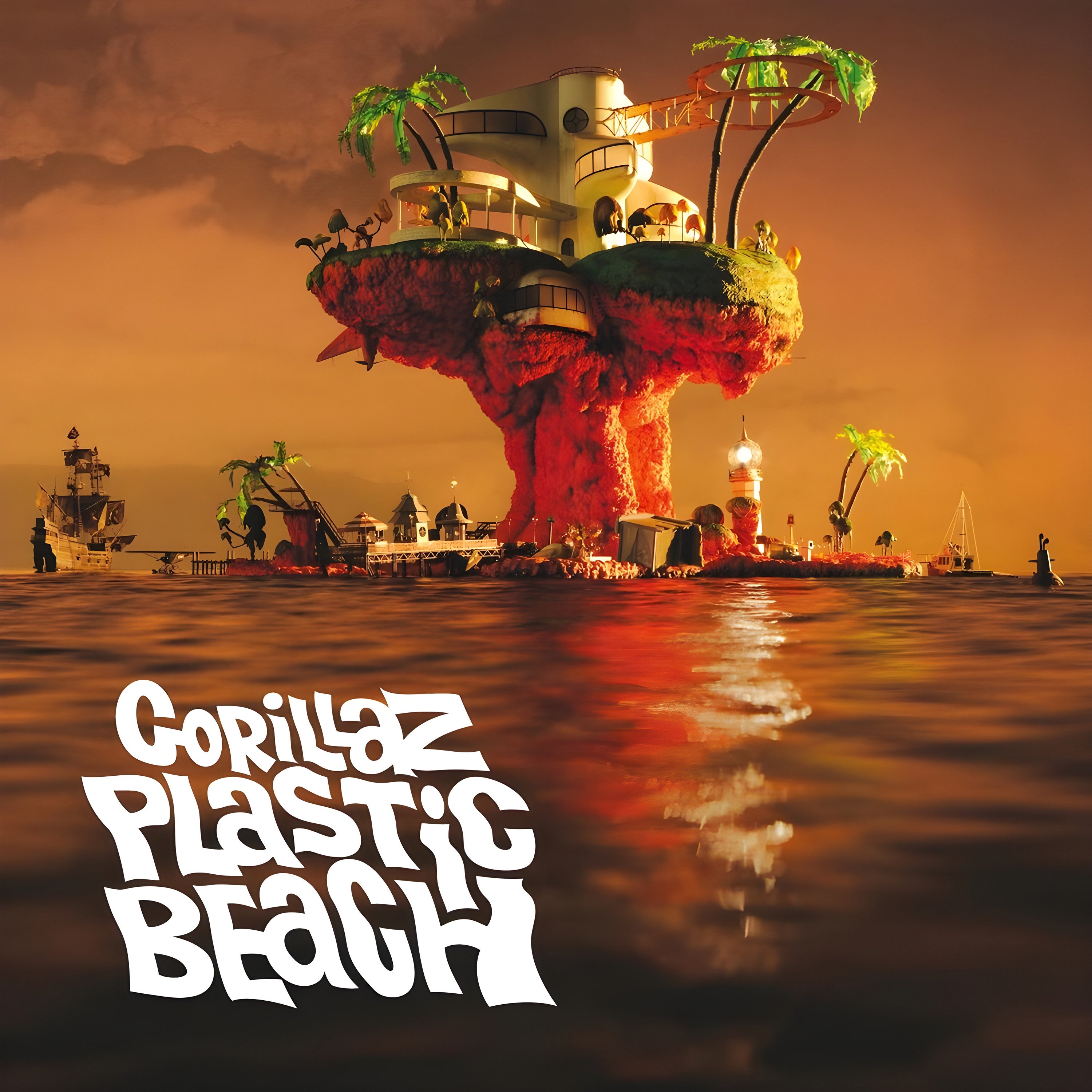 Discover Gorillaz Poster | Plastic Beach Poster | Rock Music Poster | Album Cover Poster