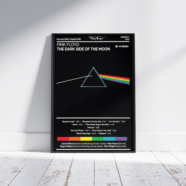 Pink Floyd Poster | Dark Side of The Moon Poster | Rock Music Poster | Album Cover Poster | Music Poster Gift | Wall Decor | 4 Color | Print