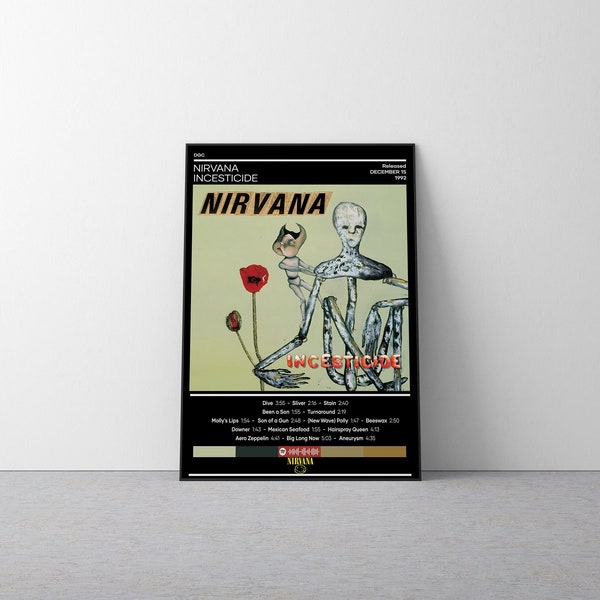 Cartel de Nirvana / Cartel de incesticidio / Cartel de música rock / Cartel de portada del álbum / Regalo de cartel de música / Decoración de pared / 4 colores / Impresión / Decoración del hogar