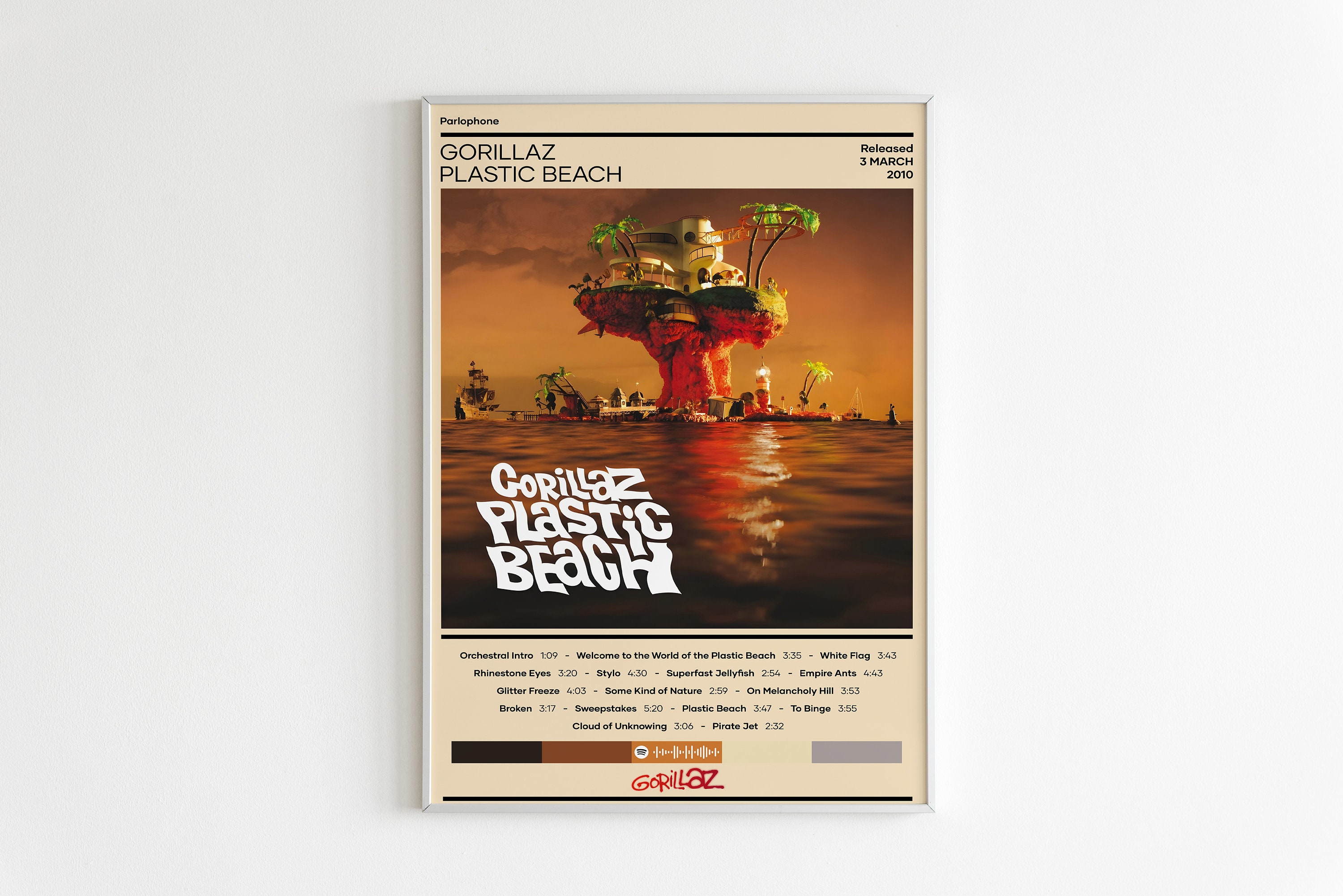 Discover Gorillaz Poster | Plastic Beach Poster | Rock Music Poster | Album Cover Poster