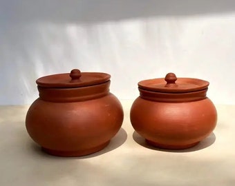 Unglazed Clay Yogurt Pot, Earthen Kadai, Indian Clay Pot For Serving, Dahi Handi, Curd, Curry Biryani Pot, Terracotta Dekchi, Clay Degchi