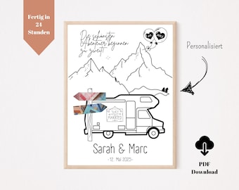 Personalisiertes Geldgeschenk Hochzeit Camper | Hochzeitsgeschenk Wohnmobil | PDF Download zum Selberdrucken