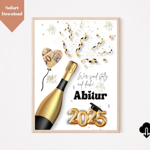 Don en espèces Abitur 2025 Télécharger PDF A4 | Réalisez vos vœux pour votre Abitur | Cadeau pour la remise des diplômes 2025 | Modèle pour auto-impression