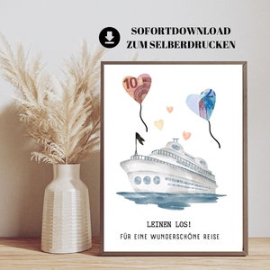 Kreuzfahrt Geldgeschenk | Reisekasse Kreuzfahrt | Kreuzfahrt Gutschein | DIY Urlaubskasse |Sofortdruck (zum Selberdrucken)