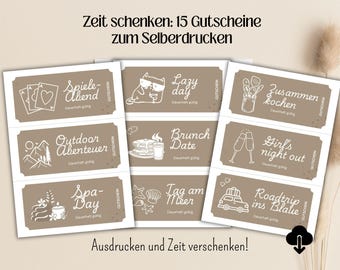 Voucher time instead of stuff PDF to print | Vouchers for girlfriends | Gift voucher time together instead of money | for best friend
