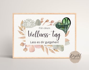 Cadeaubon voor wellness | Verpakking voor een wellnessvoucher | Direct te downloaden om zelf af te drukken