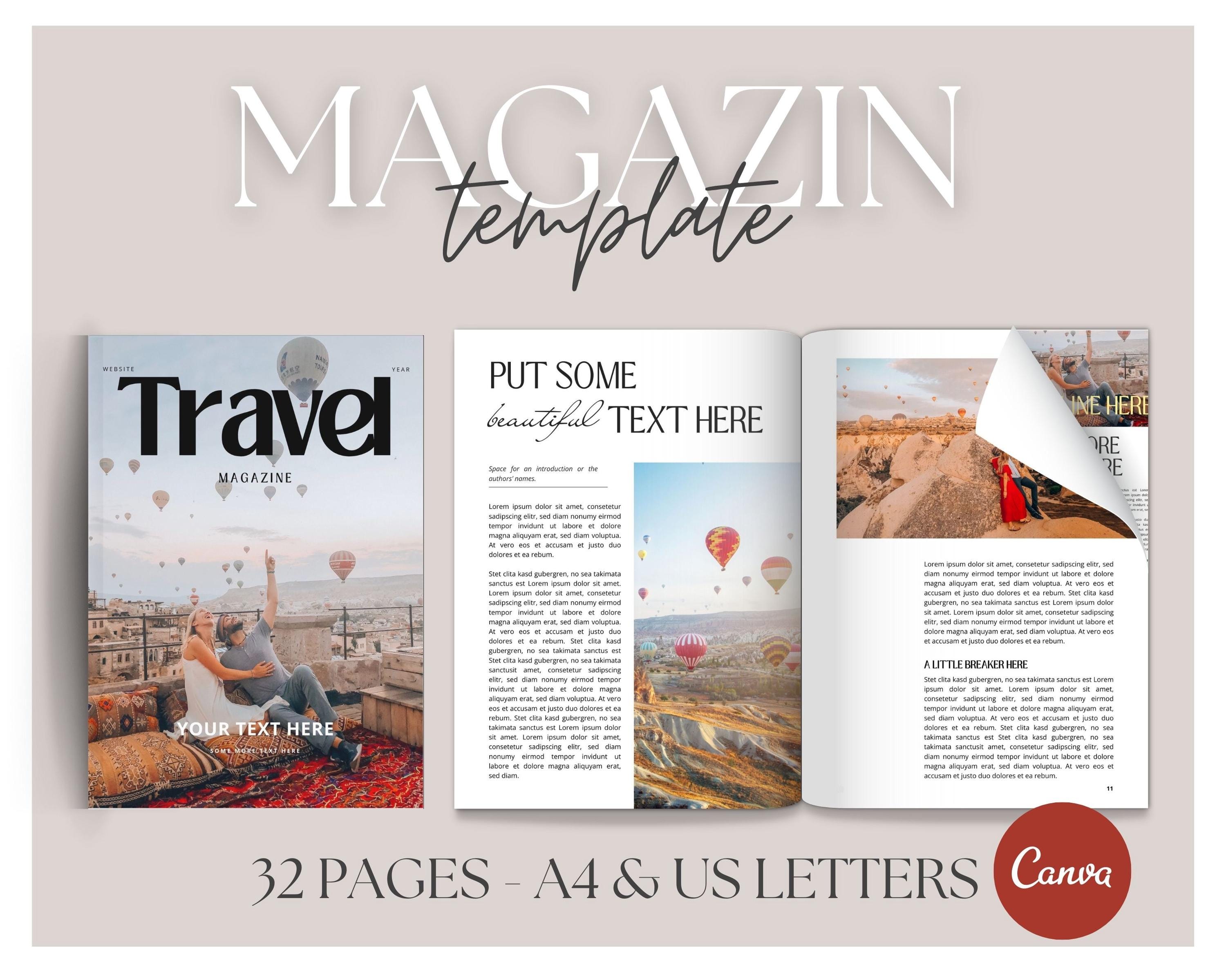 Plantilla de revista Canva | Plantilla de revista de viajes | Guía de viajes | Diseño de folletos | Plantilla de libro electrónico | Plantilla sencilla de Canva para revista