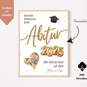 Personalisiertes Geldgeschenk Abitur 2025 Download PDF A4 | Wunscherfüller zum Abi | Geschenk Abi 2025  | Vorlage zum Selberdrucken