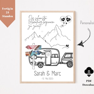 Carovana di nozze con regalo in denaro personalizzato | Camper regalo di nozze | Scarica PDF per la stampa autonoma