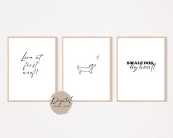 3 Dachshund pictures | Dachshund quotes | Gift for Dachshund lovers | Dachshund poster | Dachshund illustration | Dachshund gift